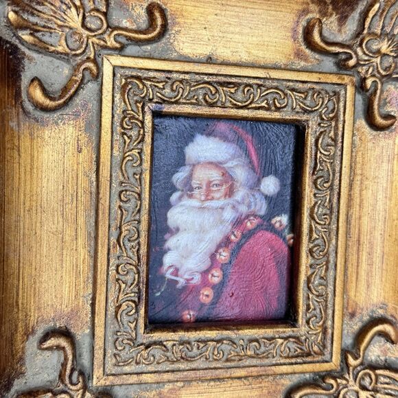 Vintage Santa Claus Portrait Painting Ornate Gold Gilded Ornate Frame Art PRETTY - Picture 4 of 15